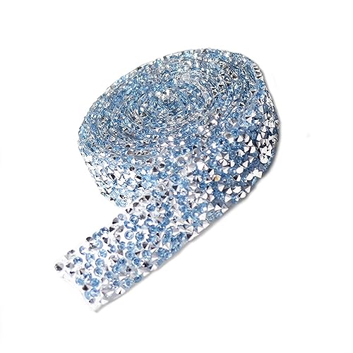 BBTISG 3cm Große Kristall Strassbandrolle, Selbstklebend Glitzersteine Bänder Pailletten Streifen Aufkleber für Kunst, Handwerk, DIY, Party-Dekoration (hellblau) von BBTISG