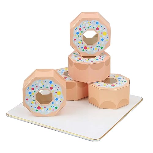 BBTISG 50 Stück Donut-Süßigkeiten-Box, Hochzeits-Gastgeschenk-Boxen Süßigkeiten Geschenk-Boxen Hochzeit Süßigkeiten Box Verpackung Karton Donut Polygon Keks Box (Hellrosa) von BBTISG