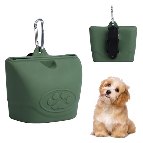 BBXWANG Silikon-Hundeleckerli-Tasche für Hundetraining, tragbarer Magnetverschluss, Hundeleckerli-Tasche, langlebige Leckerli-Tasche mit Taillenclip, kleine Silikon-Leckerli-Tasche mit Karabiner für von BBXWANG