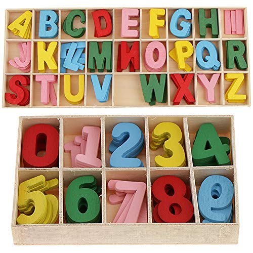 216 Stück Alphabet Nummer Holz,Handwerk Holz Nummern Alphabet ABC Holzpuzzle Puzzle Spielzeug Buchstaben Und Zahlen Nummer Buchstaben Aus Holz Für Lernen Deko Kindererziehung Kunsthandwerk DIY von BCEDIGAD