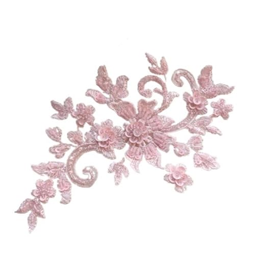 BCJMKDX Kleidungsapplikationen. DIY handgemachte Perlenapplikation Blumenaufnäher Hochzeitszubehör Spitze(Pink) von BCJMKDX