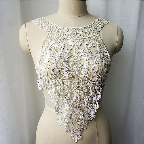 BCJMKDX Kleidungsapplikationen. Floraler Stoffkragen, Bestickt, Hochzeitskleid-Applikationen, Bohemian-Stil, Aufnäher for Kleid, DIY-Dekoration(Bianco) von BCJMKDX