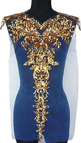 BCJMKDX Kleidungsapplikationen. Pailletten-Applikationen, Netz-Epaulette, Stickerei, Spitze, Stoff, Hochzeit, for Aufnähen, for Aufnähen von Kleidern(Blu) von BCJMKDX