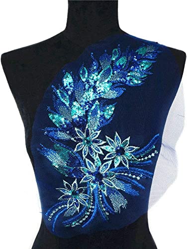 Kleidungsapplikationen. Applikation Netzbesatz Nähen Stoff Kragen Patch Motiv Hochzeitskleid Braut DIY Handwerk(Blu) von BCJMKDX