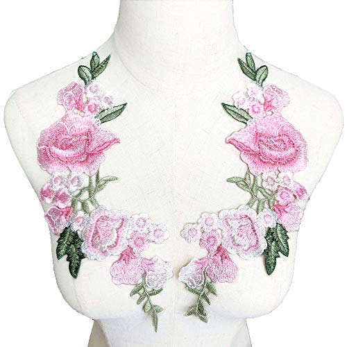 Kleidungsapplikationen. Stickerei Rose Blume Patch Abzeichen Nähen Stoffbesatz Motiv Hochzeitskleid Braut DIY Applikation Handwerk(Roze) von BCJMKDX