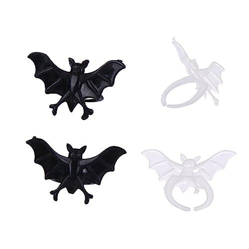 BCOATH 1 Halloween-fledermausring Leuchtende Ringe Spinnenringe Masse Fledermaus Cupcake Topper Spielzeugkäfer Schläger Halloween-dekorationen Fledermäuse Glühen Blinkt Plastik Weiß von BCOATH