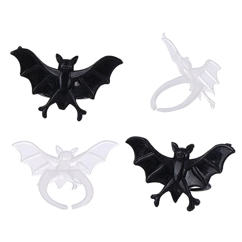 BCOATH 1 Halloween-fledermausring Spinnenringe Masse Halloween-spielzeug Halloween-zubehör Halloween-spinnendekoration Halloween-desktop-dekorationen Leuchtende Ringe Plastik Black von BCOATH