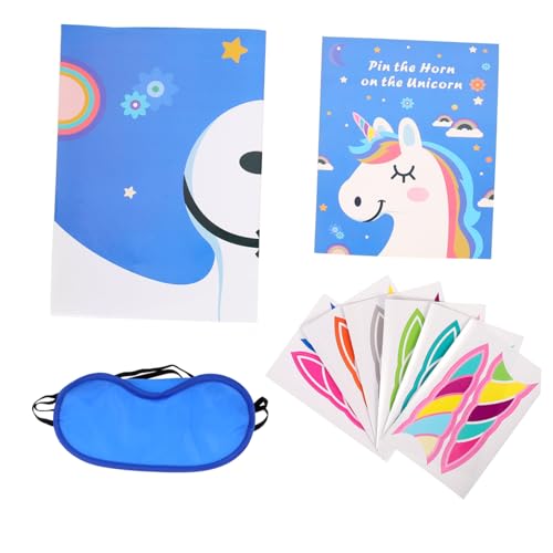 BCOATH 1 Satz Einhorn-Aufkleber Einhorn-partyspiele Für Kinder Stecke Das Horn Auf Das Einhornspiel Aufkleber Vorhanden Einhorn-partybevorzugung Einhorn-Party-Sticker-Spiel Blue Papier von BCOATH