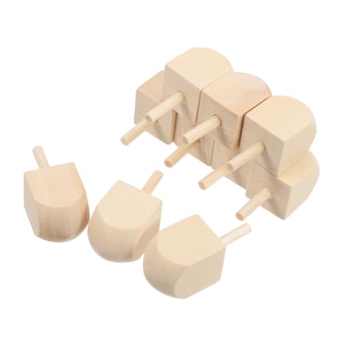 BCOATH 10 Stück Holz Dreidel Sets Unbemalte Holz Dreidel Naturholz Dreidel Leere Dreidel Spielzeuge Für Chanukka Party Zubehör DIY Bastelprojekte von BCOATH