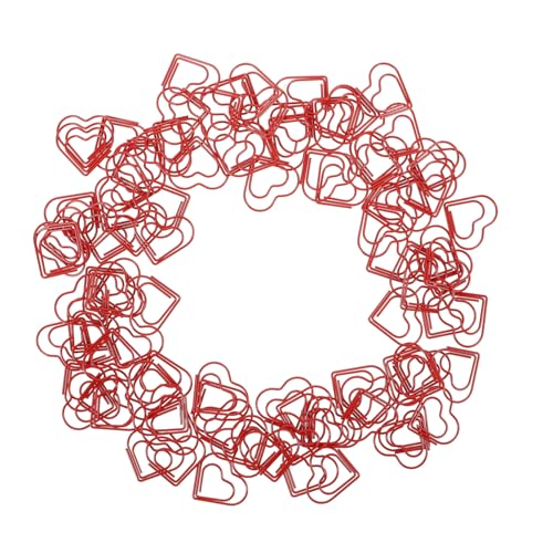 BCOATH 100 Stück Büroklammern Herzform Rote Markierungsklammern Lesezeichen Schreibwaren Und Bürozubehör Für Kreative Bürogestaltung Und Organisation von BCOATH
