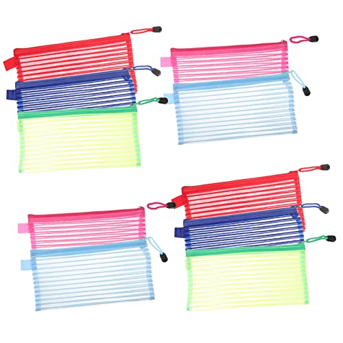 BCOATH 10er Set Netzstoff Reißverschluss Stiftetui Farben A6 Tragbare Aufbewahrungstaschen Für Büro Reisen Und Schule Bunte Organizer Für Stifte Make up Und Zubehör von BCOATH