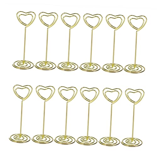 BCOATH 12 Stück Goldene Herzform Fotohalter Tischkartenhalter Für Tischnummern Und Menü Clips Platzkartenhalter Für Hochzeiten Und Veranstaltungen Dekoration Für Feierlichkeiten von BCOATH