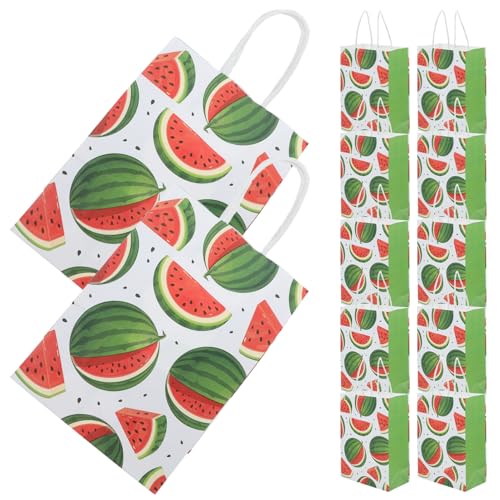 BCOATH 12 Stück Wassermelonen-papiertüten, Niedliche Cartoon-süßigkeitstüten Mit Griffen Für Sommer-partygeschenke Und Geburtstagsparty-dekorationen Mit Obst-motto von BCOATH