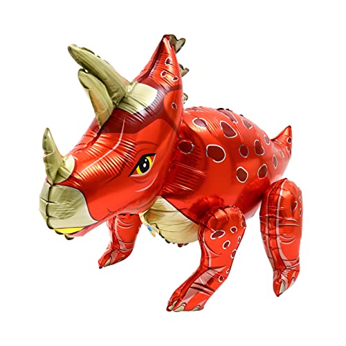 BCOATH 2 Stk Dinosaurier-Aluminium-Membran-Ballon Dinosaurier-Ballon Dekoration für Kindergeburtstage party sachen party supplies 3D Triceratops-Ballon 3D-Dinosaurier-Partyballon rot von BCOATH