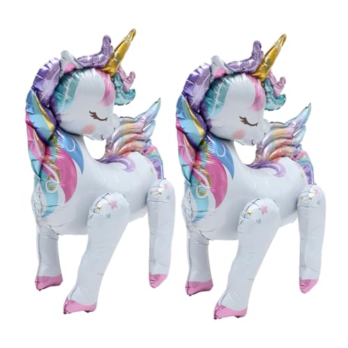 BCOATH 2 Stück Aufblasbare Cartoon Einhorn Ballons Für Partydekoration Geburtstag Kindergeburtstag Einhorn Thema Luftballon Ornament Farbenfrohe Partyaccessoires von BCOATH