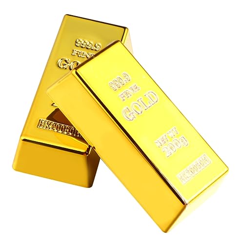 BCOATH 2 Stück Simulation Gold Kunststoff Golden Bricks Desktop Golden Bar Prop Simulierte Golden Bar Schmückt Dekorative Nachahmung Golden Bricks Performance Golden Bar Prop von BCOATH