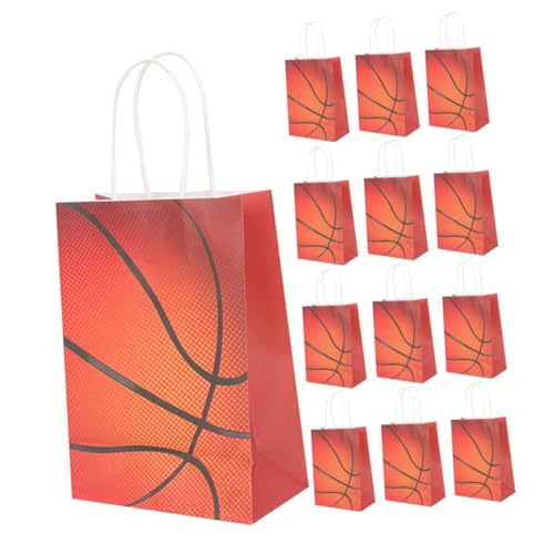 BCOATH 24 Stück Basketball Party Geschenktüten Tragetaschen Tragbare Taschen Große Taschen Basketball Partytüten Verpackungsbeutel Basketball Süßigkeitstüten Basketball von BCOATH