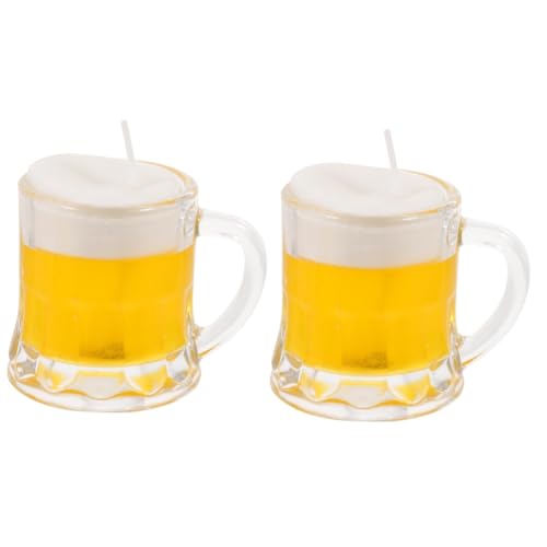 BCOATH 2St Bierkrug Kerze Hochzeit Weingläser Sojawachskerzen Kerzen Blasenkerzen Mini-Bierkrüge verbände bierbecher bar Mini Bierkrug The Decor Glas Bierglas Dekor Bierglas von BCOATH