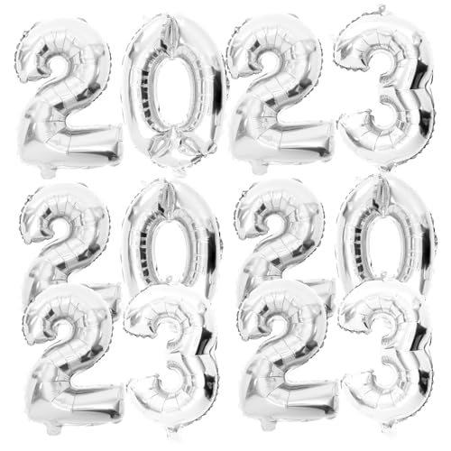 BCOATH 3 Sätze Ballon Partydekoration 2023 Partygeschenke Für Das Neue Jahr Goldene Verzierungen Party 2023 Zahlen Für 2023 Partyzubehör 2023 Neu Banddekorationen Aluminiumfolie Silver von BCOATH