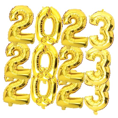 BCOATH 3 Sätze Ballon wandverkleidung wand polsterung silvesterdeko balloon Partydekorationen für das neue Jahr Zahlen für 2023 Partyzubehör Partydekoration 2023 Aluminiumfolie Golden von BCOATH