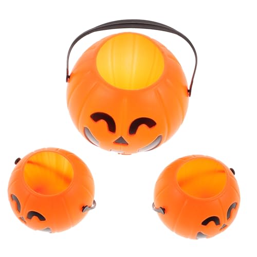 BCOATH 3St Kürbis Eimer halloween chaps kinder dekoringe taufkerzenhalter kerzenleuchter snoep Süßigkeiten-Dekor Kürbis-Dekor Süßes oder Saures Töpfe Kürbiseimer Süßigkeitenfass Orange von BCOATH