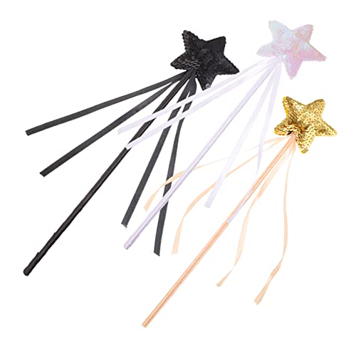 BCOATH 3St Zauberstab aus Pailletten Prinzessinnen-Zauberstab Neuheit Feenstab Kidcraft-Spielset fairy wand kinderkleider kid toys Feenstab Spielzeug Zauberstäbe mit Schleifendesign Stoff von BCOATH