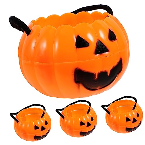 BCOATH 4 Stück Abnehmbarer Kürbiseimer Party-bonbonglas Halloween-geschenkkorb Kinderlaterne Halloween-korb Kürbis Eimer Süßigkeiteneimer Für Halloween Halloween-tragetaschen Mini Plastik von BCOATH