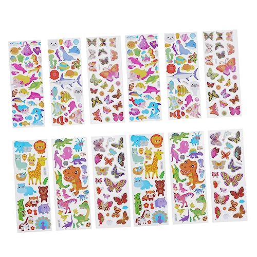 BCOATH 40 Blätter DIY Handwerk Aufkleber Kinder farbige 3D-Aufkleber tierische geschwollene Aufkleber Scrapbook-Aufkleber dekorative Aufkleber tiersticker Dino Sticker Cartoon-Aufkleber von BCOATH