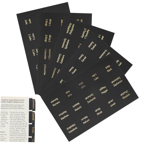 BCOATH 5 Blätter Bibelindex-Tags Bibel Tab Katholische Bibelregisterkarten Bibel Etiketten bible tabs Bibelaufkleber Mini-Bibel-Tabs Bibel-Tabs zum Bibelstudium PVC selbstklebend Black von BCOATH