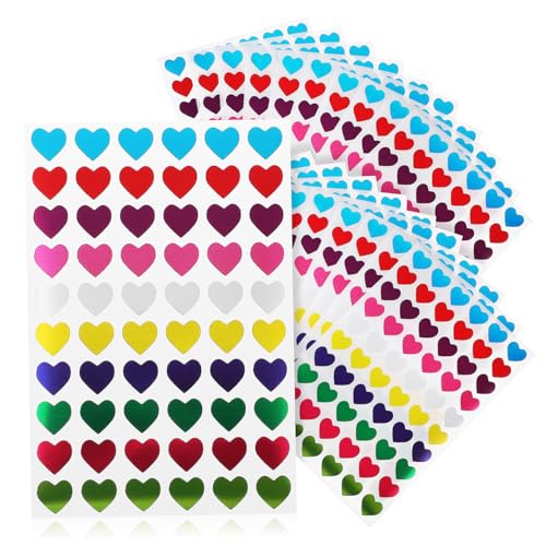 BCOATH 50 Blatt Liebe Aufkleber kleine Aufkleberetiketten Valentinsaufkleber Kinder Sticker belohnungssticker dekorative kinderaufkleber dekorative Liebesaufkleber Aluminiumfolie von BCOATH