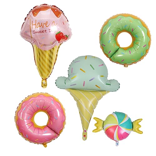 BCOATH 5er Set Folienballons Für Sommerparty Dekoration Mit Pinkem Und Grünem Donut Buntem Eiscreme Und üßigkeiten Motiven Perfekte Fotorequisiten Für Feiern von BCOATH