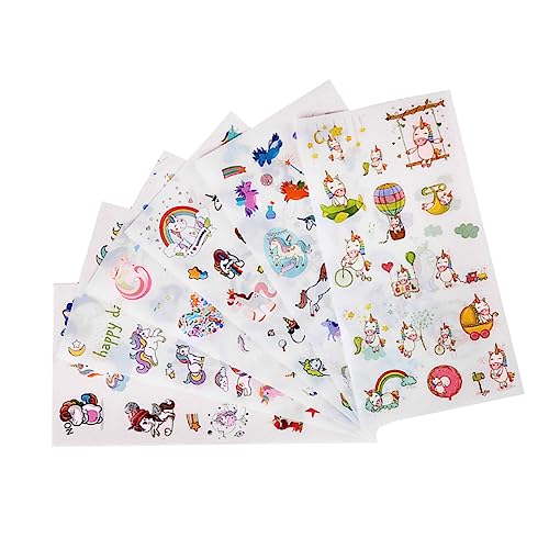 BCOATH 6 Blätter Dekorative Aufkleber mit Einhorn Scrapbooking Sticker Scrapbook Stickers doraking DIY Aufkleber Umschlag Washi-Aufkleber Scrapbook-Aufkleber im Einhorn-Design PVC von BCOATH