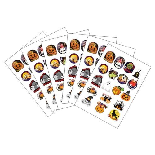 BCOATH 6 Blätter Halloween-Aufkleber Geisteraufkleber Halloween-runde Aufkleber Halloween Aufkleber Halloween Sticker Geschenketiketten Süßigkeiten Halloween-Siegelaufkleber von BCOATH