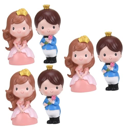 BCOATH 6 Stk Prinzessin Prinz Ornament Kuchen Liefert Andenken Puppen Hochzeit Braut Und Bräutigam Paarfiguren Cupcake-dekoration Prinzessin Puppe Hochzeitstorte Einfügen Prinz Puppe Harz von BCOATH