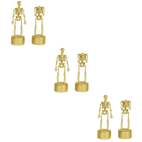 BCOATH 6 Stk Schädelstand-trophäe -gesichtsmaske Halloween-kostüme Für Menschen Mini-skelettfiguren Schädeltrophäen -dekorationen Halloween-minischädel Golden Plastik von BCOATH