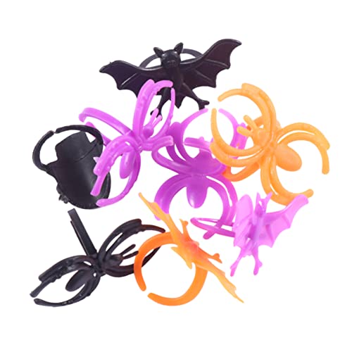 BCOATH 60St Halloween Ring Fledermaus Spinne Schädel Halloween-Fingerring Ring mit Tiermuster Minispinnen halloween halloween assecoires Halloween-Spielzeug Musterring Colorful von BCOATH