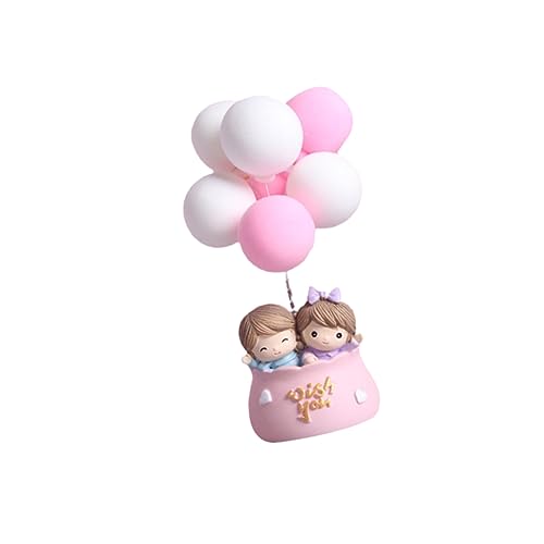 BCOATH Figur Tortendekor bastelzeug geburtstagsdekoration caketopper 1 cake decoration Liebhaber Kuchen Dekor Heißluftballonkuchen Miniatur Desktop-Ornament Kuchendekor aus Harz Rosa von BCOATH