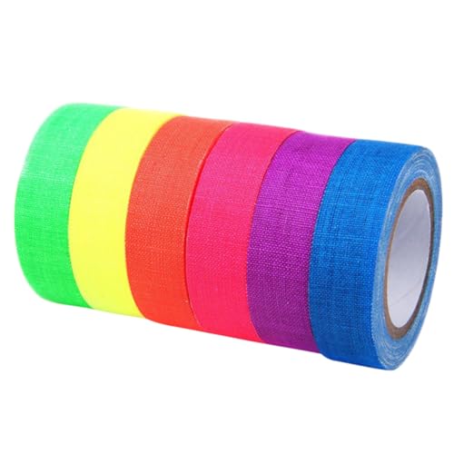 BCOATH Fluoreszierend Fluoreszierendes Klebeband Neon Nachleuchtendes Tape Für Partys Uv Dekorationen Und Kreative Projekte 15mm x 6 Farben Fluoreszenz von BCOATH