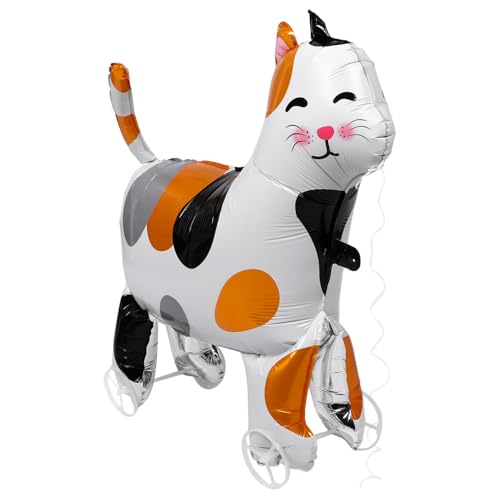 BCOATH Gehender Katzenballon Mit Rädern, 3d-selbststehender Haustier-tierballon Für Katzen-motto-babyparty-geburtstagsparty-dekorationen von BCOATH