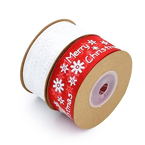 BCOATH Weihnachtsgeschenkband Mit Schneeflocken Muster Rotes Geschenkband Für DIY 10 Meter Pro Rolle Ideales Bastelzubehör Für Festtagsverpackungen Und Dekorationen von BCOATH