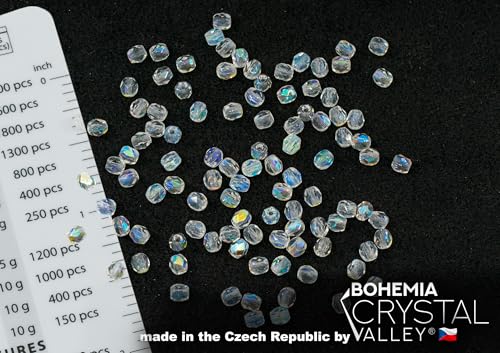 100 pcs Faceted Round Fire Polished Czech Glass Beads, 3 mm, 100 pcs, Crystal AB von BCV Glass