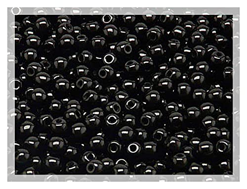 100pcs of 4 mm round pressed Druck glass beads, small beads for stringing, Shiny Jet Black von BCV Glass