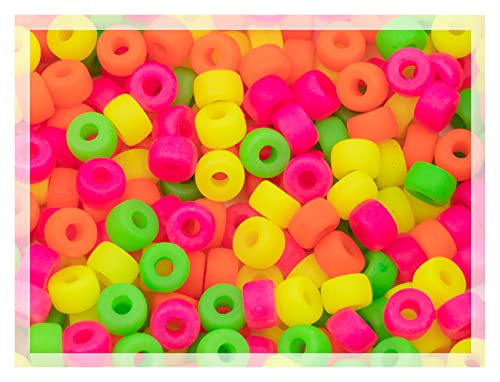 120 pcs (25g) Mix of Big-Hole Round Bagel Czech Glass Beads, 6 mm (big hole 2 mm) Semi Matte Neon Mix von BCV Glass