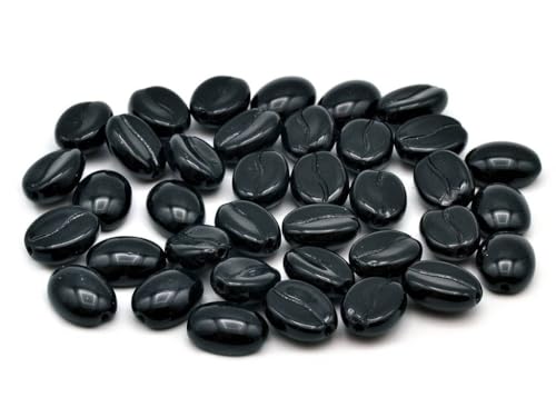 15 pcs Coffee Bean Beads, Black, Glass, Czech Republic von BCV Glass