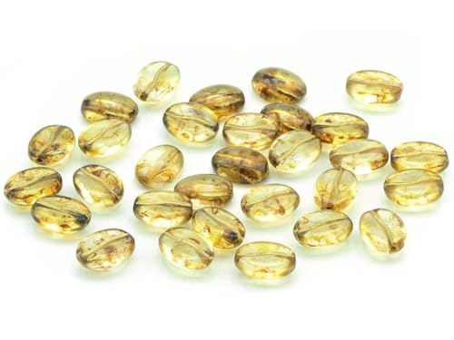 15 pcs Coffee Bean Beads, Crystal Travertin Gold Lined (00030-86800-54302), Glass, Czech Republic von BCV Glass