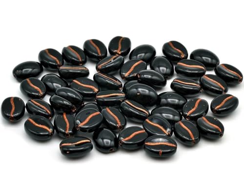 15 pcs Coffee Bean Beads, Jet Black 54307, Glass, Czech Republic von BCV Glass