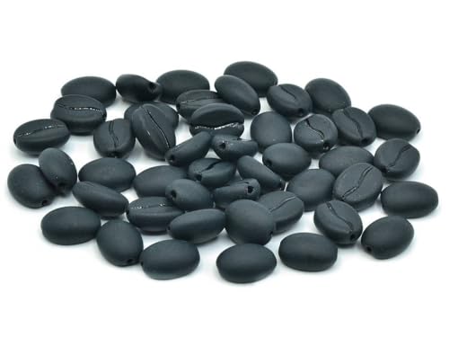 15 pcs Coffee Bean Beads, Jet Black 84110, Glass, Czech Republic von BCV Glass