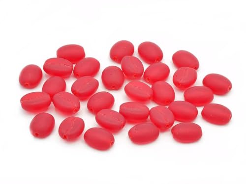 15 pcs Coffee Bean Beads, Ruby Red Matte (90080-84110), Glass, Czech Republic von BCV Glass