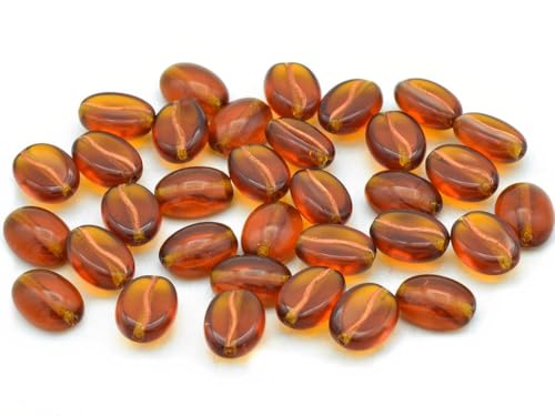 15 pcs Coffee Bean Beads 11 x 8 mm, Transparent Brown Copper Lined (10120-54307), Bohemia Crystal Glass, Czechia 11130262 von BCV Glass