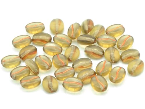 15 pcs Coffee Bean Beads 11 x 8 mm, Transparent Brown Copper Lined (10210-54307), Bohemia Crystal Glass, Czechia 11130262 von BCV Glass